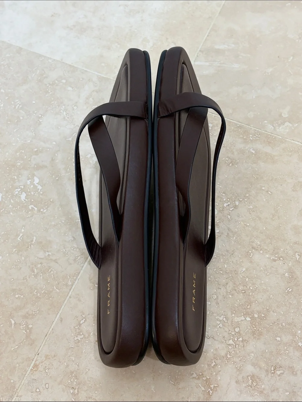 Frame Le Montauk Chocolate Brown Leather Cross Sandals Size 38
